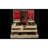 Two Drawer Jewellery Case Containing A Large Collection Of Costume Jewellery, To Include Chains,