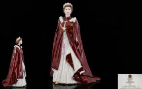 Royal Worcester Hand Painted Porcelain Figurine - Queen Elizabeth II,