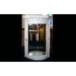 A Vintage Glazed Wall Vitrine White painted wall mounted unit with moulded cornice and glazed