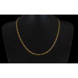 9ct Gold - Contemporary Fancy Link Necklace, Fully Hallmarked. 18 Inches - 45 cm In length.