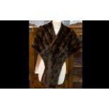 Dark Brown Vintage Mink Stole, fully lined.