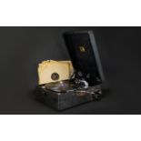 Portable Gramophone in Black Case by the Gramaphone Company of Hayes, Middlesex,