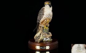 Royal Doulton - Signed Ltd and Numbered Edition Hand Painted Ceramic Bird Figure ' Peregrine Falcon