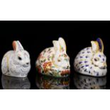 Royal Crown Derby Small Collection of Hand Painted Ceramic Paperweights ( 3 ) In Total.