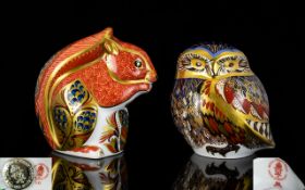 Royal Crown Derby Hand Painted Pair of Paperweights.