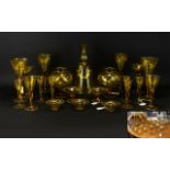 A Quantity Of Amber Coloured Murano Glass Table Ware each 54 pieces in total,