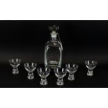 Glass Drinking Set with heavy glass Decanter and 6 small heavy based brandy/liquer glasses.