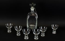 Glass Drinking Set with heavy glass Decanter and 6 small heavy based brandy/liquer glasses.