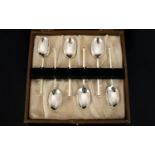 Art Deco Period Silver Set of Six Coffee Spoons. Hallmark Sheffield 1930, Boxed. All Coffee Spoons