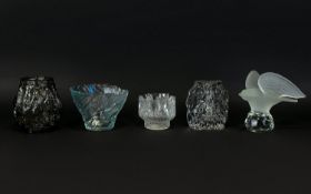 A Collection Of Scandinavian Art Glass Five Items In Total, To Include Vintage Swedish Reijmyre