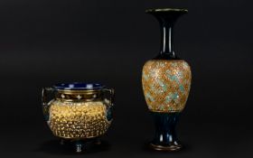 Royal Doulton Slater Vase And Cachepot Vase of typical, thin waisted form, the cachepot of squat