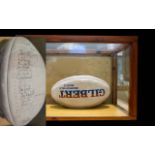 England Rugby Union Team For 1988 - Fully Autographed Rugby Ball In Glass Presentation Case,