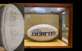 England Rugby Union Team For 1988 - Fully Autographed Rugby Ball In Glass Presentation Case,