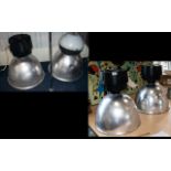 Set of Four Extra Large Industrial Lamps.