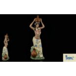 Nadal - Lladro Style Hand Painted Porcelain Tall and Impressive Figure - South Pacific Girl.