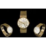 Omega - 9ct Gold Gentleman's Retro Automatic Wrist Watch with integral 9ct Gold Mesh Bracelet,