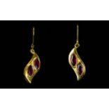 Ruby Pair of Drop Earrings,