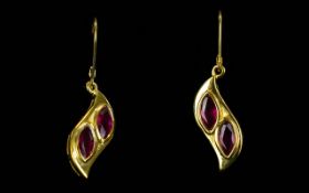 Ruby Pair of Drop Earrings,