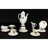 Royal Doulton Art Deco Part Teaset 'Exotic Birds' floral and bird decoration on white ground with