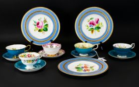 A Collection Of Hand Painted Floral Teacups And Plates A mixed collection comprising thirteen items