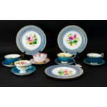 A Collection Of Hand Painted Floral Teacups And Plates A mixed collection comprising thirteen items