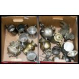 A Mixed Box Of Silver Plated And Metalware Items A varied lot to include tankards,