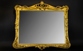 Antique Gilt Frame Mirror Rectangular mirror in ornate gilt gesso frame with scroll and scallop