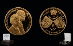Royal Mint United Kingdom 1997 Ltd and Numbered Edition Golden Wedding Anniversary Queen Elizabeth