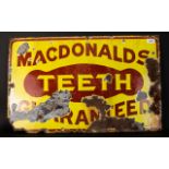 Macdonalds Teeth Advertising Steel Sign Painted sign with rusting to edges and several areas of