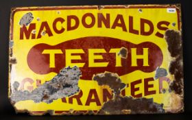 Macdonalds Teeth Advertising Steel Sign Painted sign with rusting to edges and several areas of