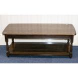 Ercol Dark Elm Coffee Table Of low rectangular form, very good condition,