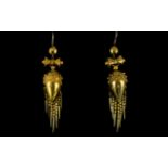 A Pair Of Victorian Etruscan Revival Earrings Unmarked but tests 15ct,