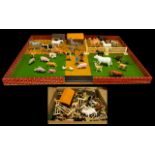 Childs 1960's Farmyard Traditional Toy Complete With Farm Animals, Stables/Barns,