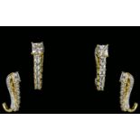 Swarovski Zirconia Princess Cut J-Hoop Earrings, a square 'princess' cut Swarovski Zirconia to the