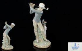 Lladro Porcelain Figurine ' Golfer ' Model No 4824. Issued 1972 - Height 10.5 Inches - 26.5 cm.