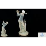 Lladro Porcelain Figurine ' Golfer ' Model No 4824. Issued 1972 - Height 10.5 Inches - 26.5 cm.
