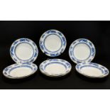 Set of 'Cauldon' England Soup Bowls comprising 9 large soup bowls in white with blue dragon