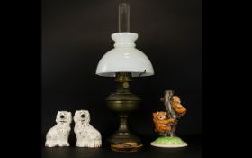 A Small Mixed Lot Containing a pair of Staffordshire spaniels,