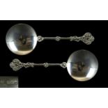 Victorian Period Very Fine Quality Pair of Silver Ornately Designed Serving Spoons,