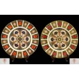 Royal Crown Derby Old Imari Hand Painted Pair of Large Cabinet Plates. Pattern No 1128 & Date 1978.
