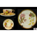 Royal Worcester Hand Painted - Blush Ivory Cup and Saucer,