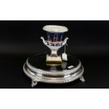 A Silver Plated And Glass Cake Stand Together With An Imari Pattern Campana Urn Height, 8 inches,