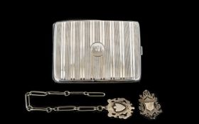 Early 20th Century Sterling Silver Cigarette Case Hallmarked to interior Birmingham 1923,