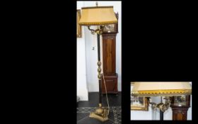 Ornate Brass Standard Lamp Raised on brass claw and ball feet with reeded central column and brass