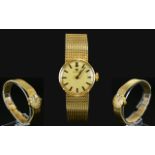 Omega Watch Co - Ladies 9ct Gold Watch with Integral 9ct Gold Chain Mail Bracelet,