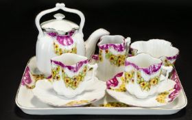 Blackpool Interest Late 19th Century Miniature Tea For Two Set Comprising tray, two cups with