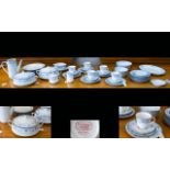 Noritake 'Blue Hill' Part Dinner Set in white with a border pattern, comprising 6 Dinner Plates, 2
