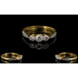 18ct Gold - Attractive 3 Stone Diamond Ring, Diamonds Bright and Lively. Est Diamond Weight 0.