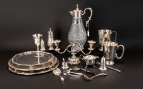 A Collection Of Silver Plated Items A varied collection, to include castor, candleabrum,