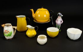 A Mixed Collection Of Ceramic Items To include Carltonware Black and yellow 1930's teapot,